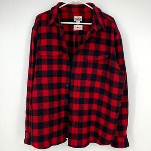 Woolrich Vintage Men's Red Black Wool Blend Flannel Button Up XL Made in USA